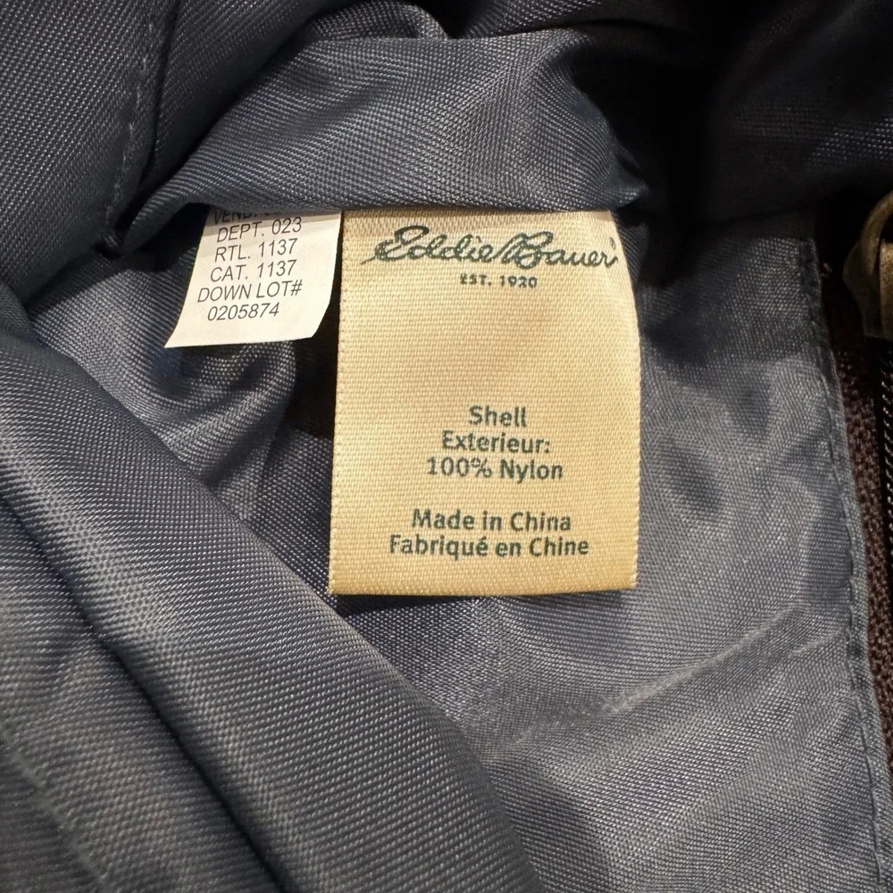 Eddie Bauer Down Guide Bag Dark Smoke Gray Quilted Puffer Crossbody 1137 NEW